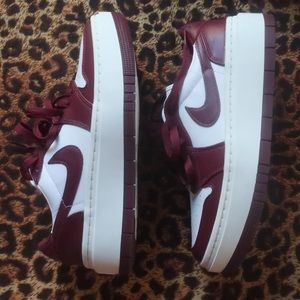 White and burgundy Air Jordan 1